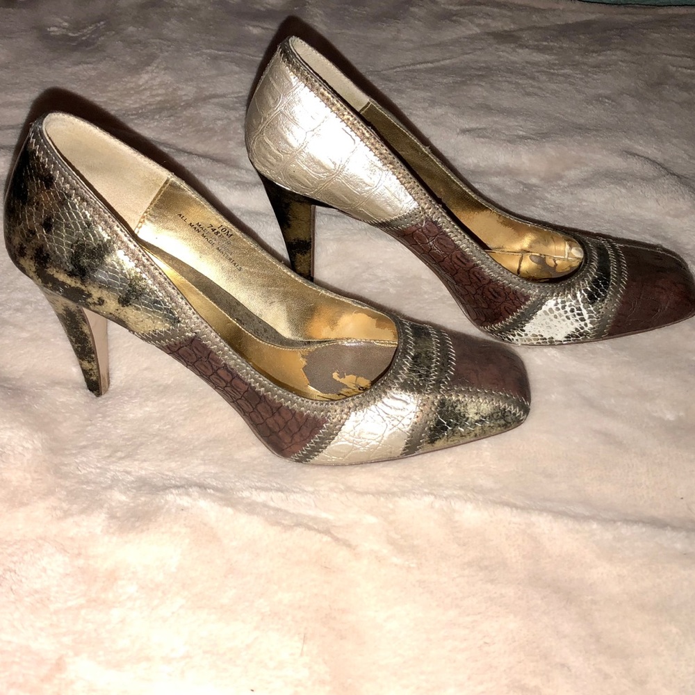 Naturalizer Patchwork Metallic Heels Size 10